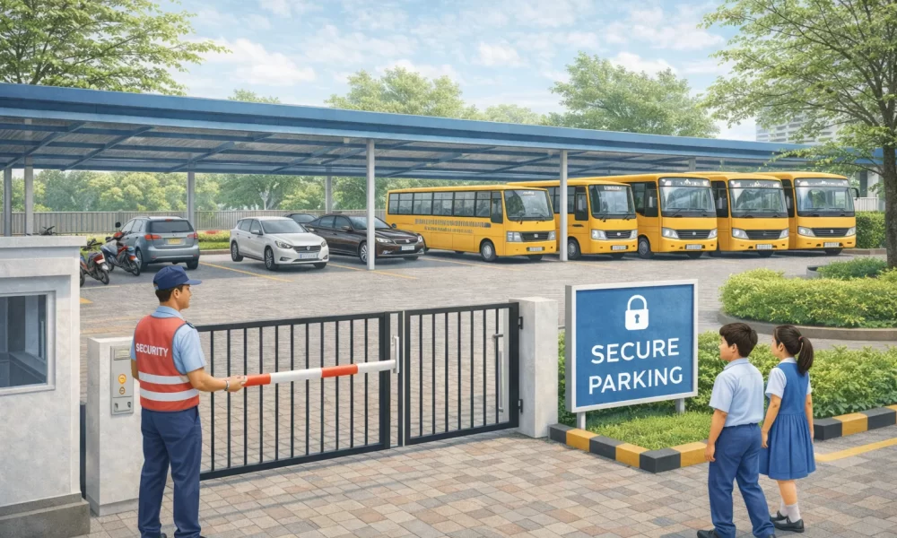 Best CBSE School in Chennai, Saligramam - Secure Parking Facilities